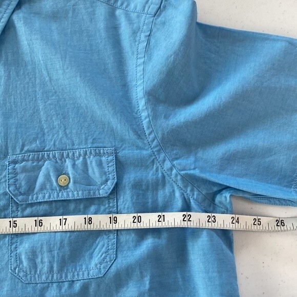 Daniel Cremieux Classics Blue Button Up Shirt Short Sleeve Cotton Chest Pocket - Picture 11 of 16